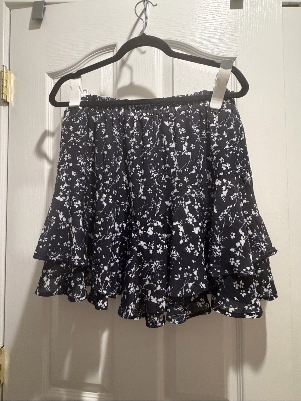 Floral Tiered Mini Skort - Black/White